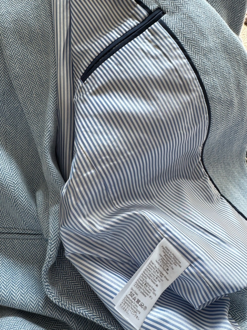J. Crew Pale Blue Herringbone Single-Button Tailored Blazer - Picture 6 of 8